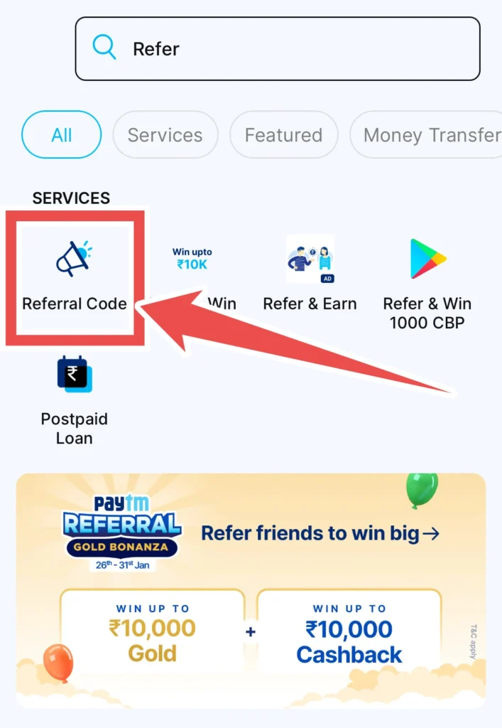 Paytm referral code search