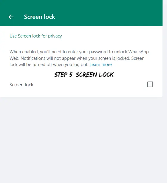 step 5 enable screen lock
