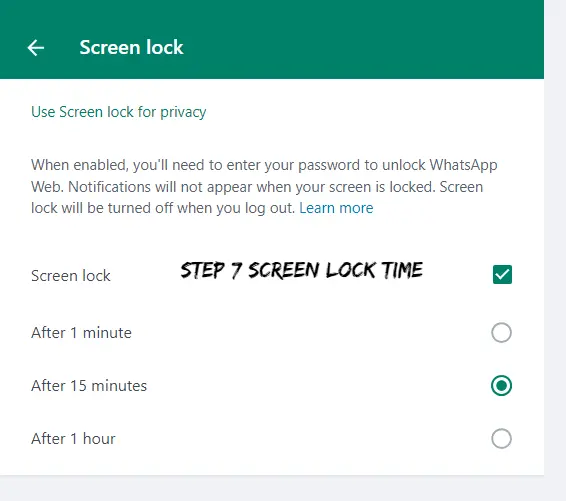 step 7 screen lock time