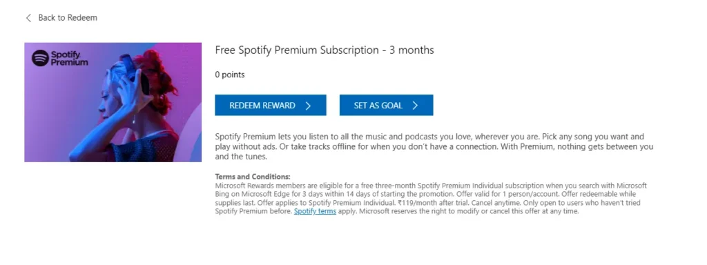 Spotify Premium Microsoft Rewards