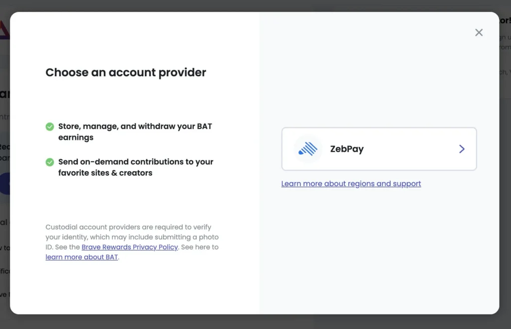 Zebpay Brave browser