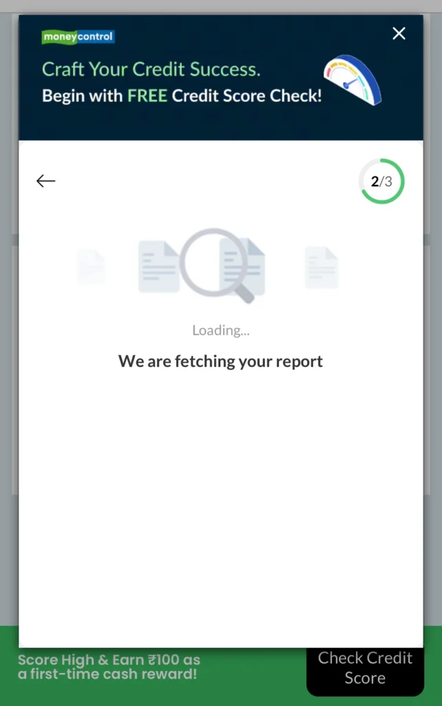 Checking CIBIL Score on Money Control