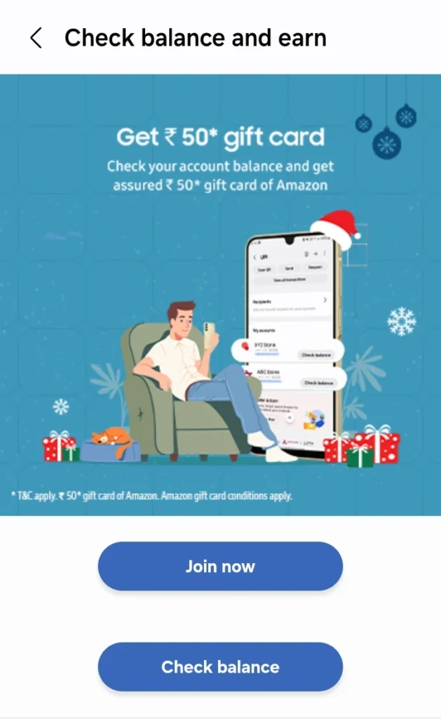 Check balance and get ₹50