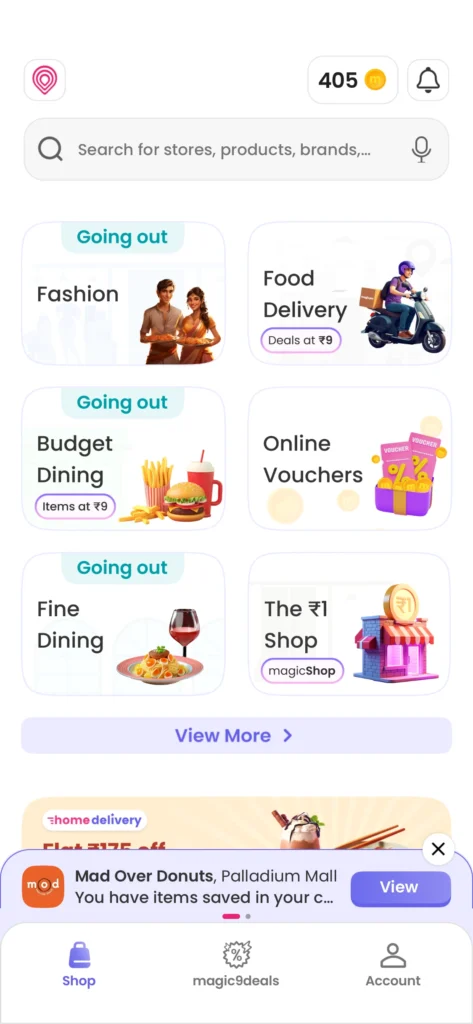 Magicpin homepage