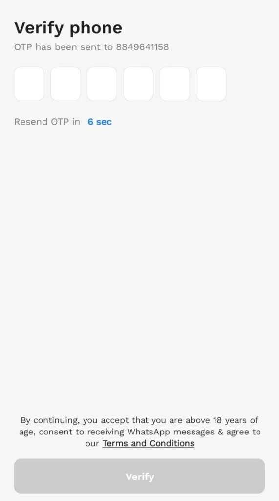 Verify Phone number on Probo