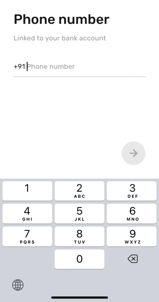 Enter mobile number on Slice 