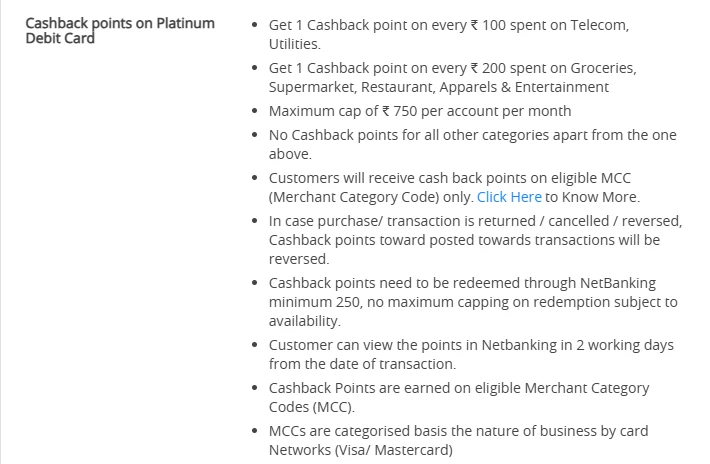 HDFC Bank Platinum Debit Card benefits