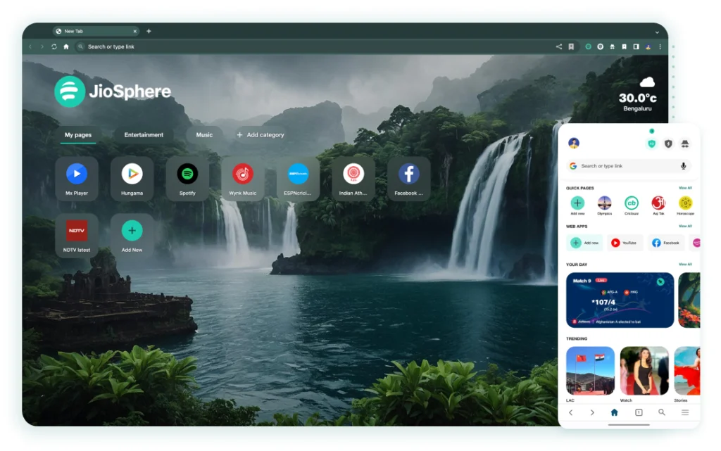 Jiospehere browser