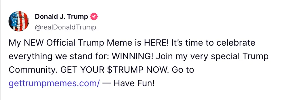 Trump coin announcement