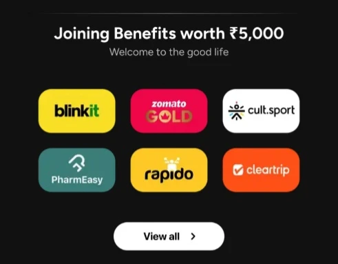 Joining bonus POP CLUB UPI credit card