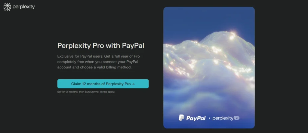 Get Perplexity Free for 1 Year via PayPal banner image