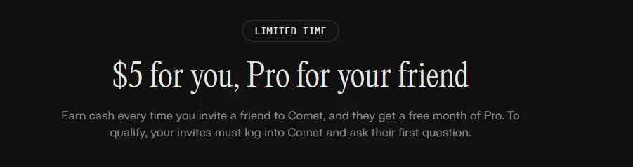 $5 on Inviting your friend on Perplexity banner